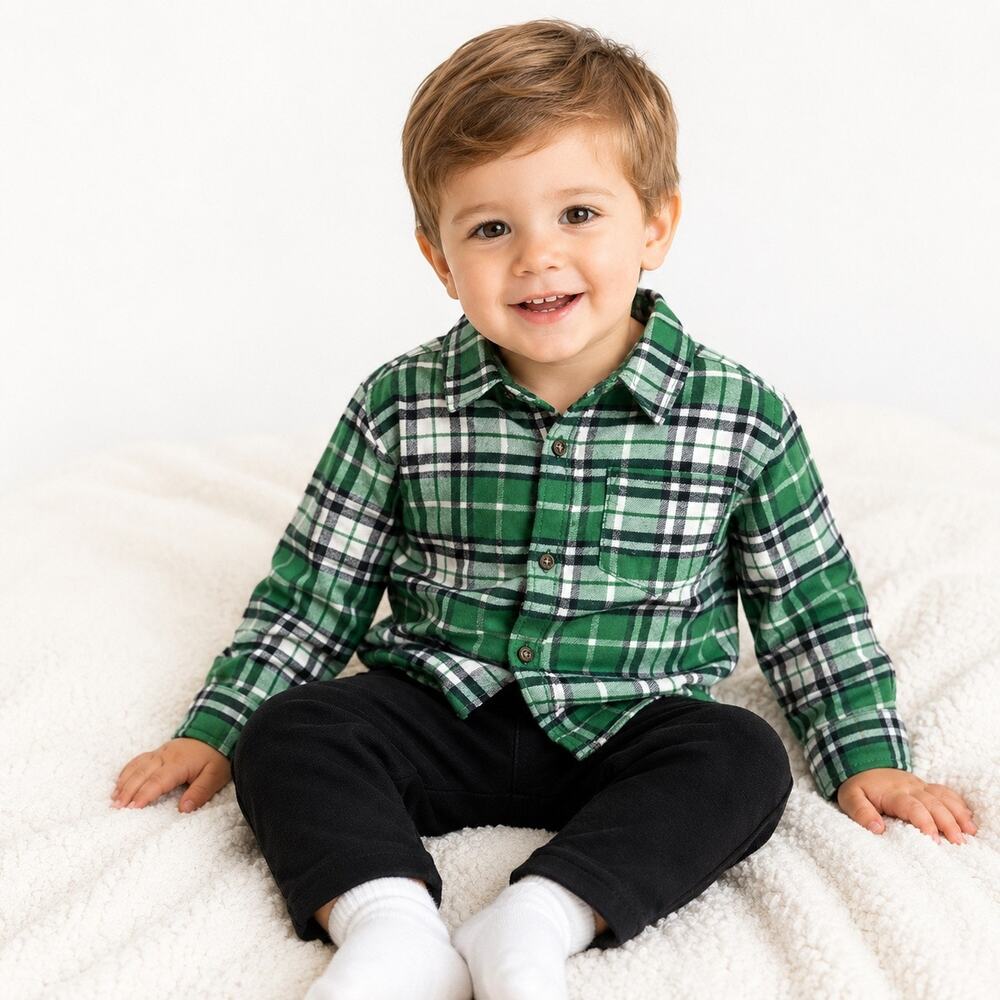 Carter’s Boys 2T Plaid Outfit Set Green Black Holiday Christmas NWT